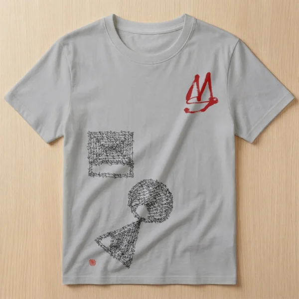 Calligraphy T-shirt Orb Trine Quad in heather grey