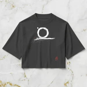 Japandi Calligraphy Crop Top | Moon Lull - Boxy Fit